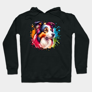 Bright Watercolor Border Collie Hoodie